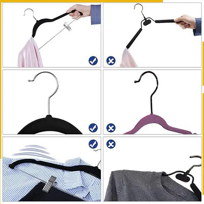 

A92P 50 Pack Clothes Hangers With Clips Black Velvet Hangers Use For Skirt And Clothes Hanger Pants Hanger Ultra Thin No Slip