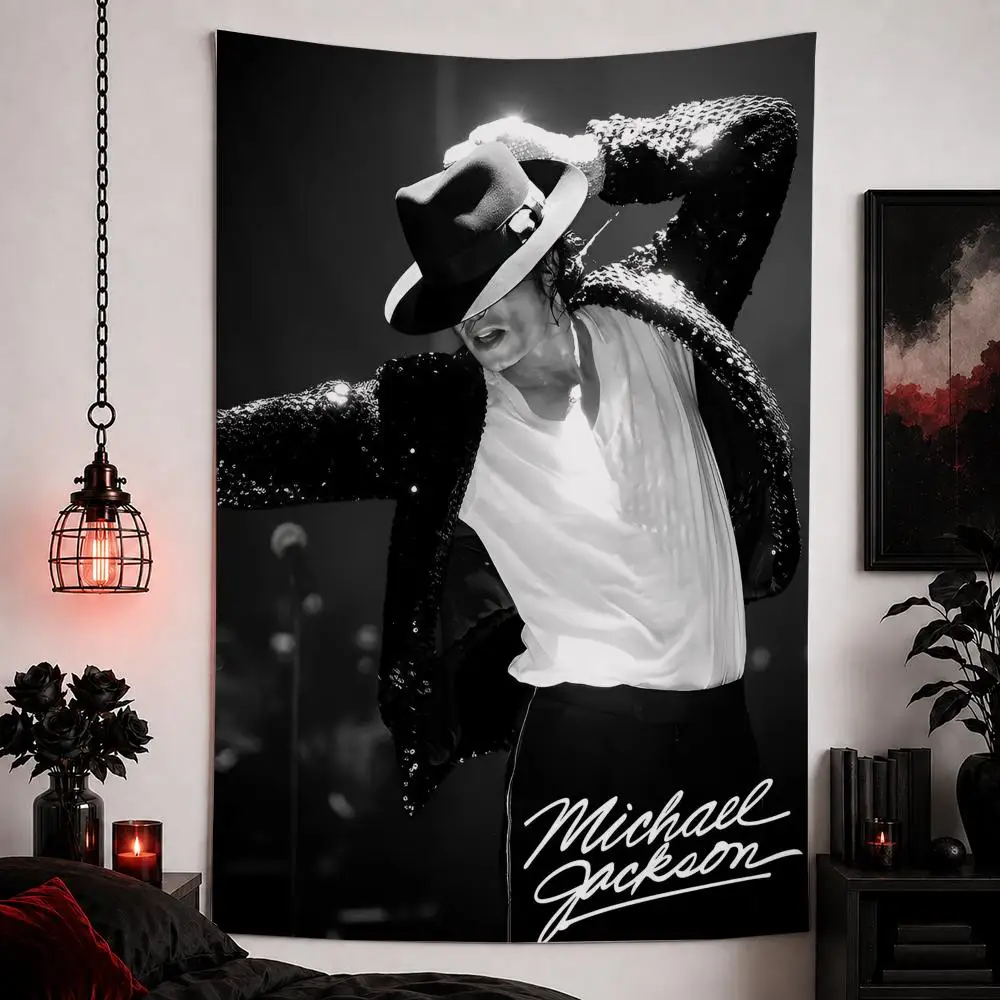 M-Michael J-Jackson Tapestry Custom Home Living Room Bedroom Wall Decor Wallpaper Backdrop Cloth With Clips