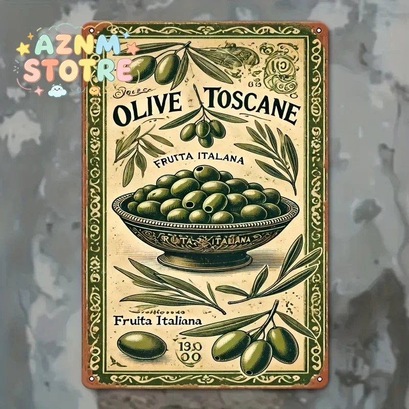 HD Tin Sign Olive Toscane Vintage Retro Metal Poster Classic Italian Fruit Wall Art Decor for Kitchen Restaurant Home Decorat