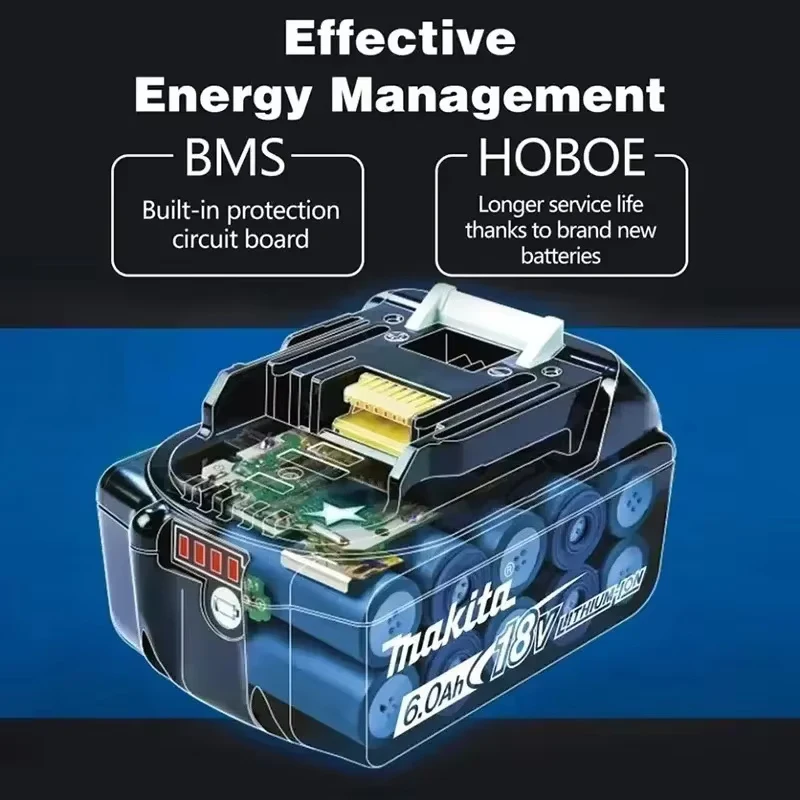 

100% Original Makita battery,18V 6.0Ah rechargeable battery, replacing Makita BL1830B L1840B L1850B L1860B,power tool battery
