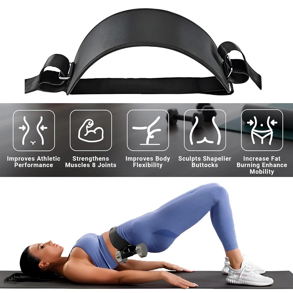 Exercise Hip Thrust Belt Glute Trainer, Fully Adjustable Hip Thrust Belt for Dumbbells - Booty Builder, Glute Workout Equipment