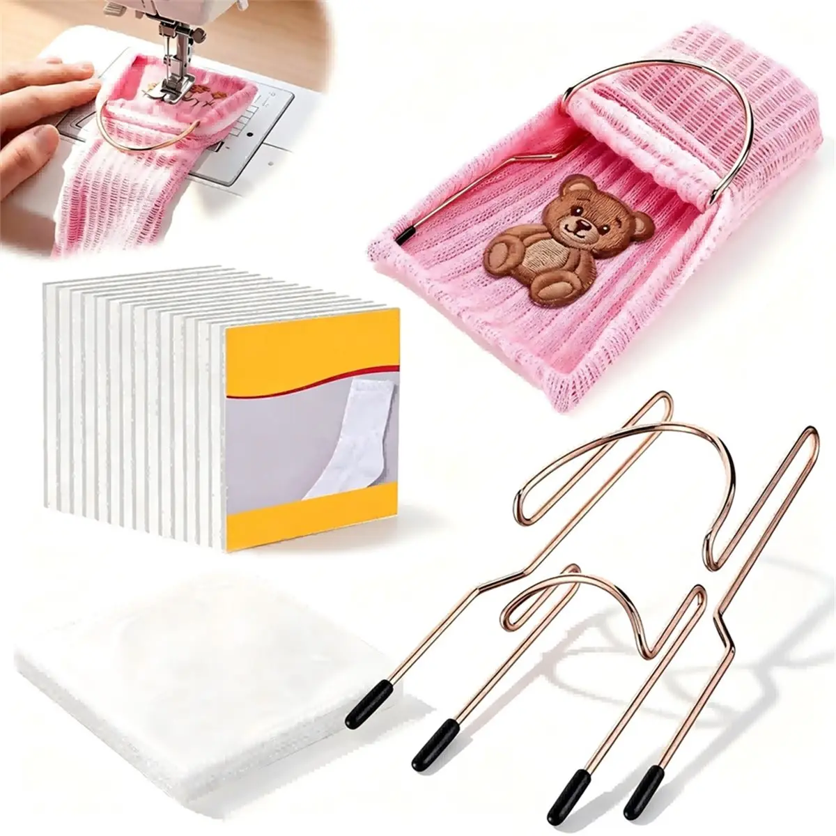 Sock Hoop for Embroidery with Water-Soluble Stabilizer + 3D Embroidery Foam Metal Sock Hoop Water-Soluble Stabilizer