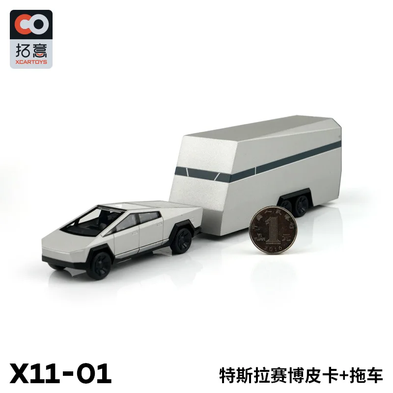 Toyi 1:64 Tesla Pickup Trailer Set Alloy Car Model Toy