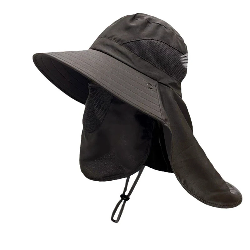 Summer Sun Hats UV Protection Outdoor Hunting Fishing Cap For Men Women Hiking Camping Visor Bucket Hat Neck Flap Fisherman Hat