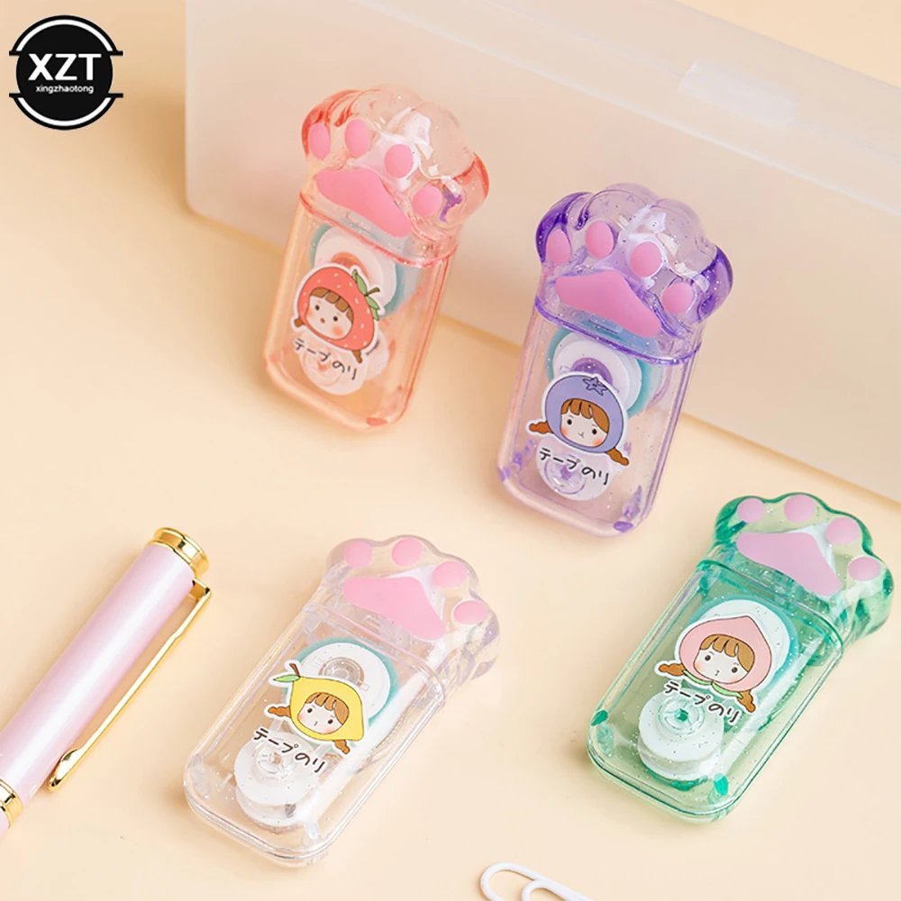 Tiangao G5694A Cute Cat Claw Shape Transparent Dot Double Sided Tape Roller Adhesive Glue Dispenser School Office Stationery