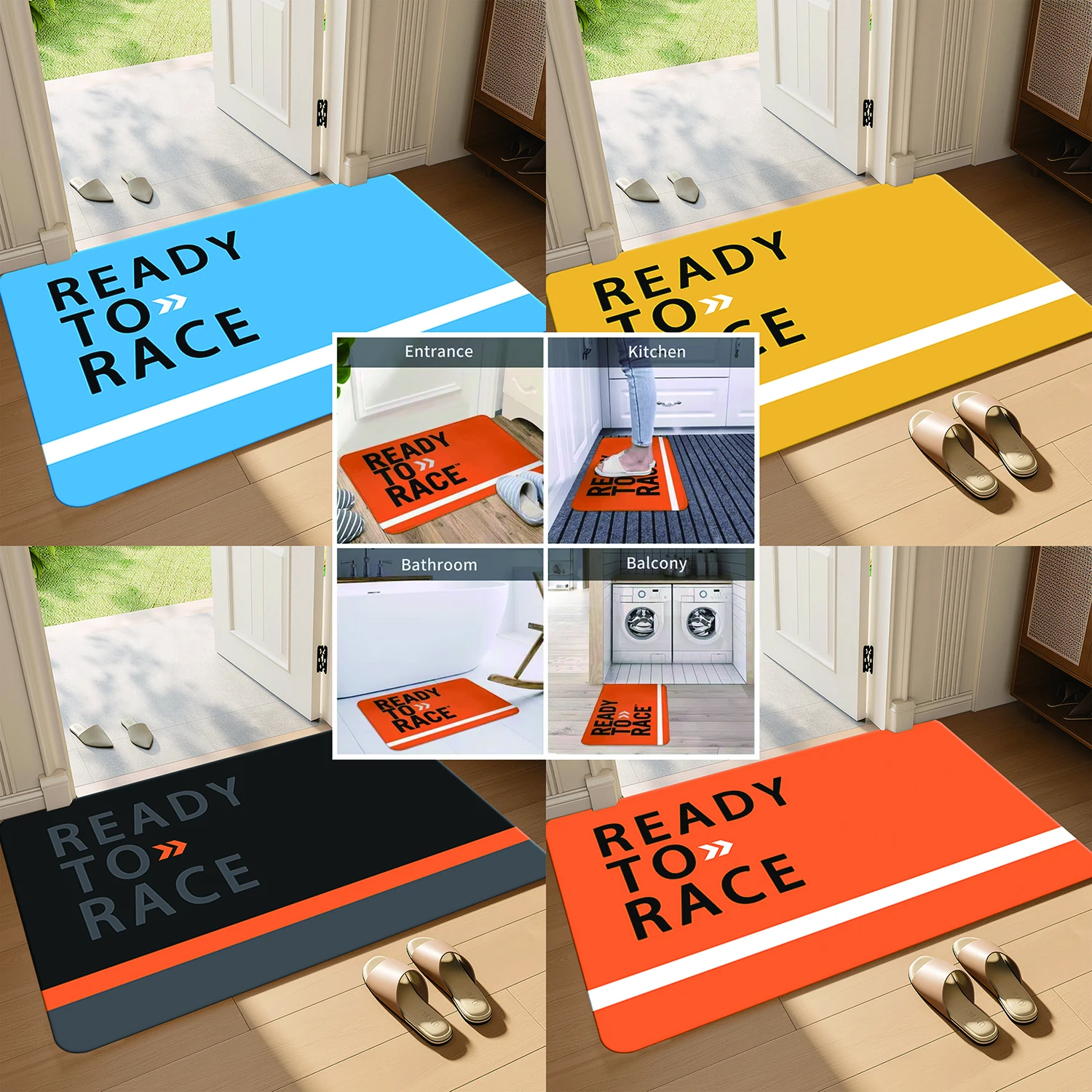 

Ready To Race Doormat Motorcycle Floor Mat Non-Slip Indoor Rug for Living Room Bedroom Kitchen Balcony Rug Or Home Decors