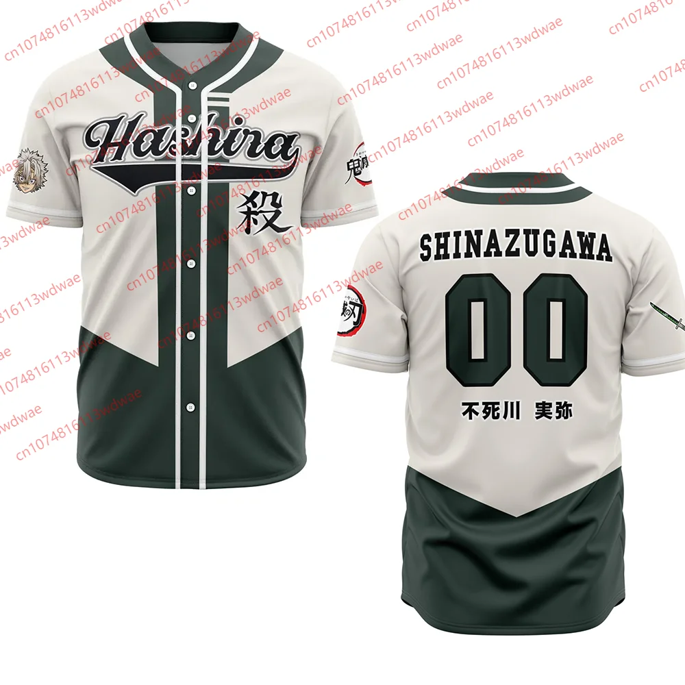

Бейсбольная майка Demon Slayer Sanemi Shinazugawa, аниме-рубашка Kimetsu no Yaiba Hashira, униформа отаку, топ для косплея для мужчин и женщин
