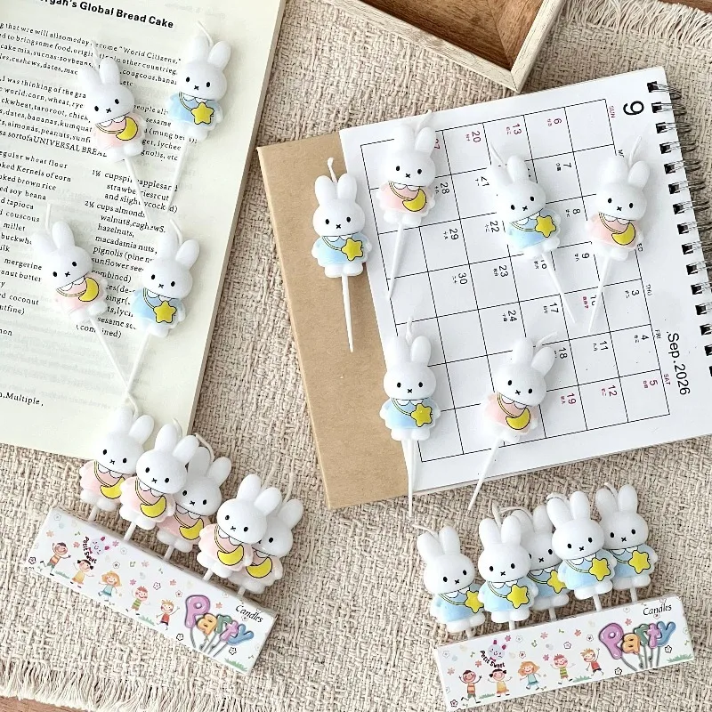 New Cute Miffy Candles Kawaii Star Moon Series Birthday Cake Decorations Festival Creating Atmosphere‑enhancing Decoration Gifts
