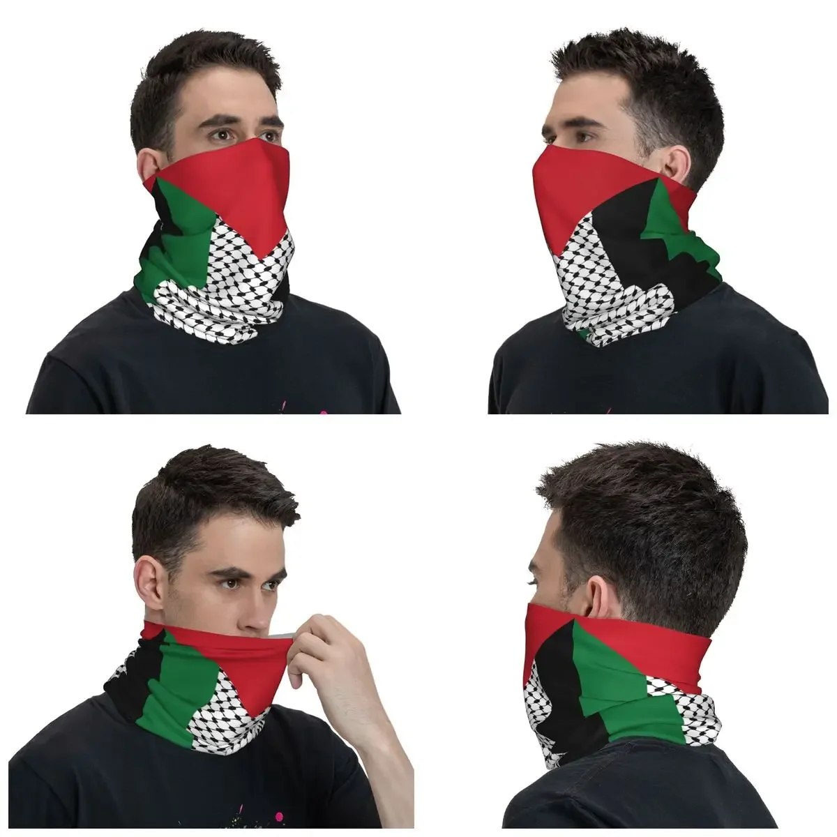 Palestine Flag Bandana Neck Gaiter Palestinian Hatta Kufiya Keffiyeh Pattern Magic Scarf Headband Riding Unisex Adult Windproof