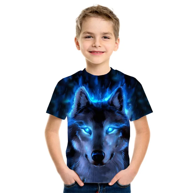 Children\'s T-Shirt Animal Lion 3D Printed Short Sleeve Tee Fashion Tops Round Neck Kids Clothes T-Shirt for a Boy Girl Clothes