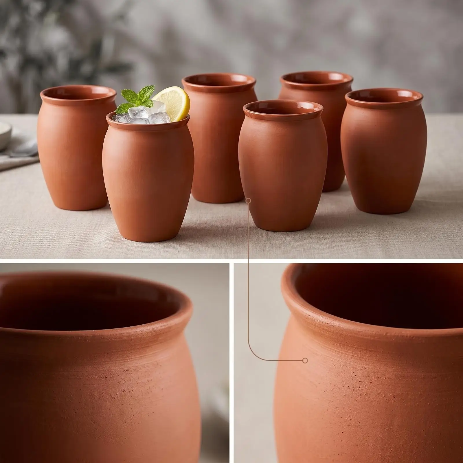 6 Pieces Pottery Drinking Cups Glazed Traditional Mexican Tumbler Cup Dishwasher