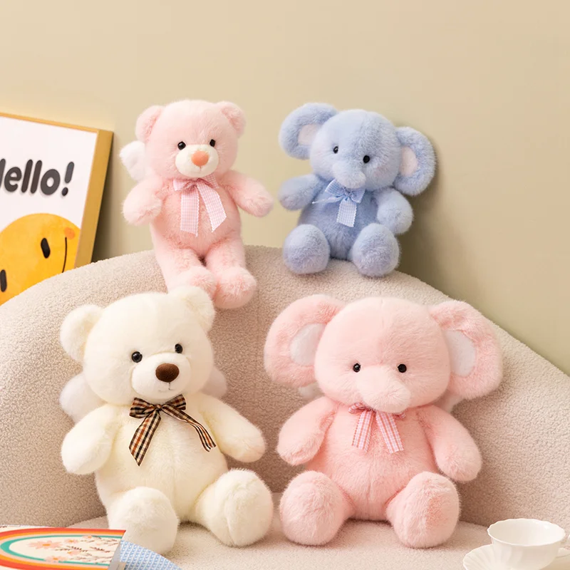 

Gentle Angel Animal Plush Toys Cozy Fluffy Bear Elephant Doll Warm Lovely Children Appease Doll Bedroom Companion Nice Gift