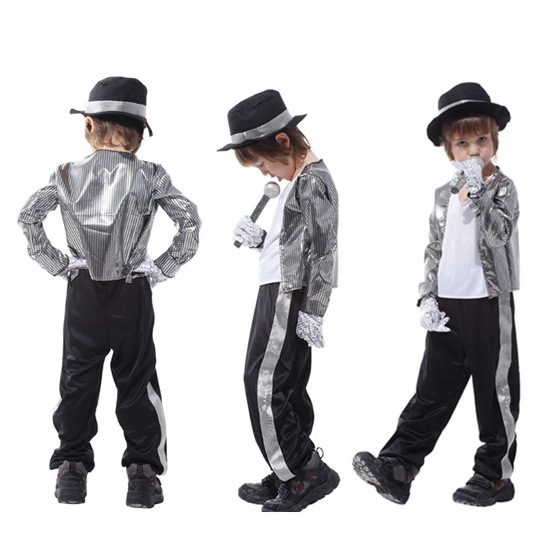 Bambini MJ Michael Jackson Costume Cosplay cappotto Billie Jean Kids Party Superstar Singer Dance Clothing