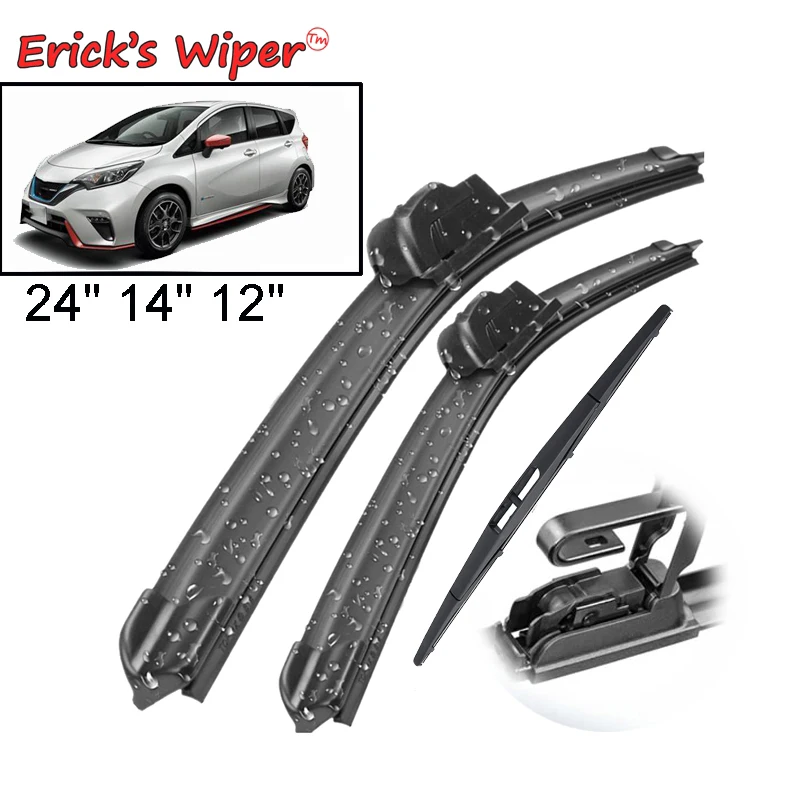 Erick's Wiper Front & Rear Wiper Blades Set Kit For Nissan Note E12 MK2 2014 - 2019 Windshield Windscreen Window Brush 24