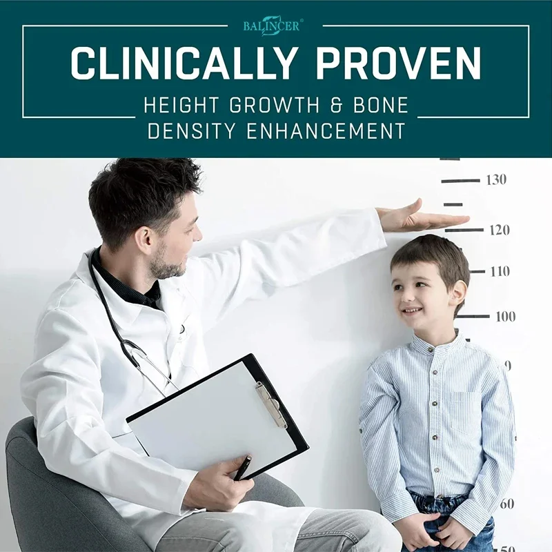 Height Booster Growth Calcium, Vitamin D3 & Zinc Blend - For Kids, Teens & Adults Promotes Healthy Bone Growth & Joint Health