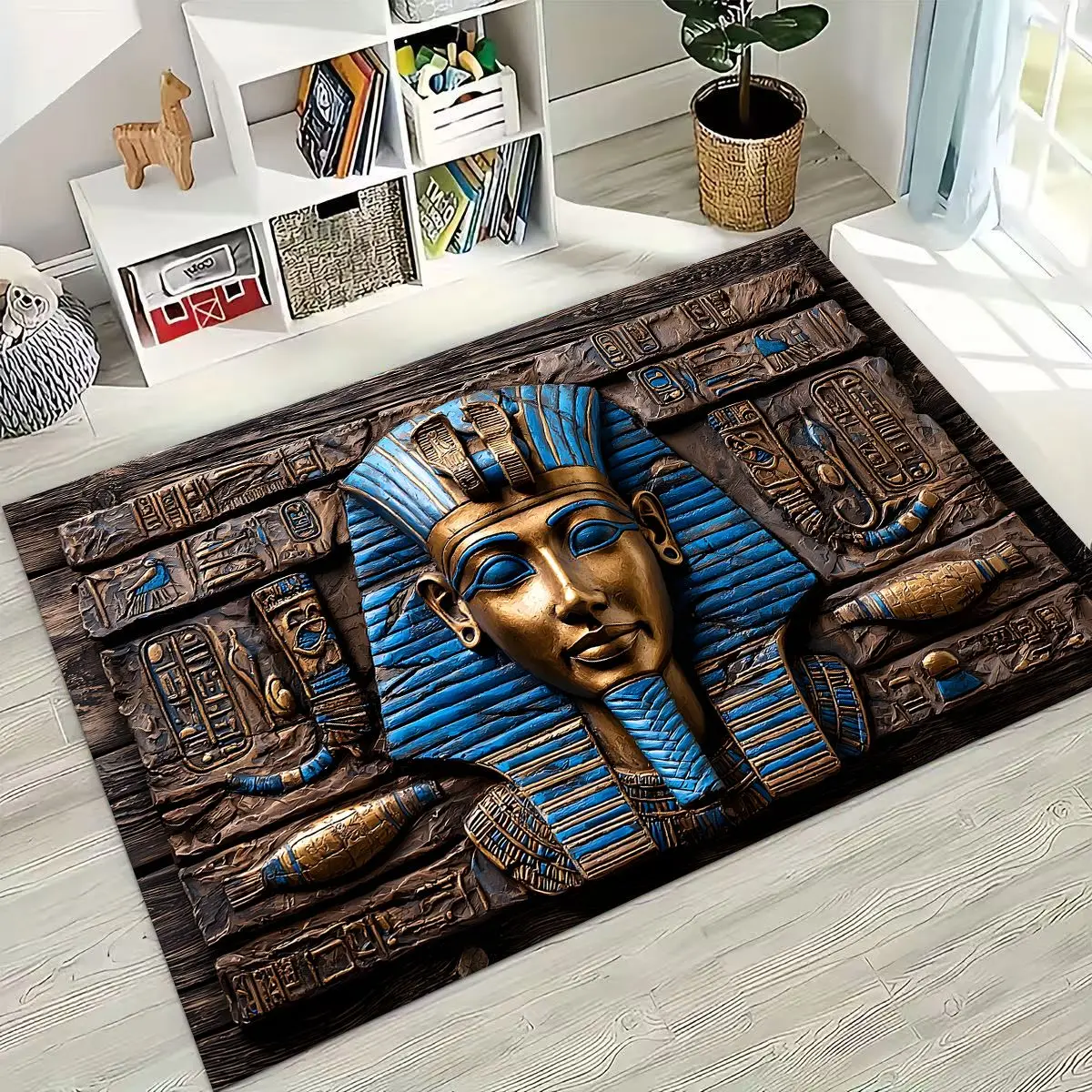 

Ancient Egyptian God Dead Anubis Pharaoh Tutankhamun Mask Rug for Bedroom Living Room Sofa Home Doormat Decor,Non-slip Floor Mat