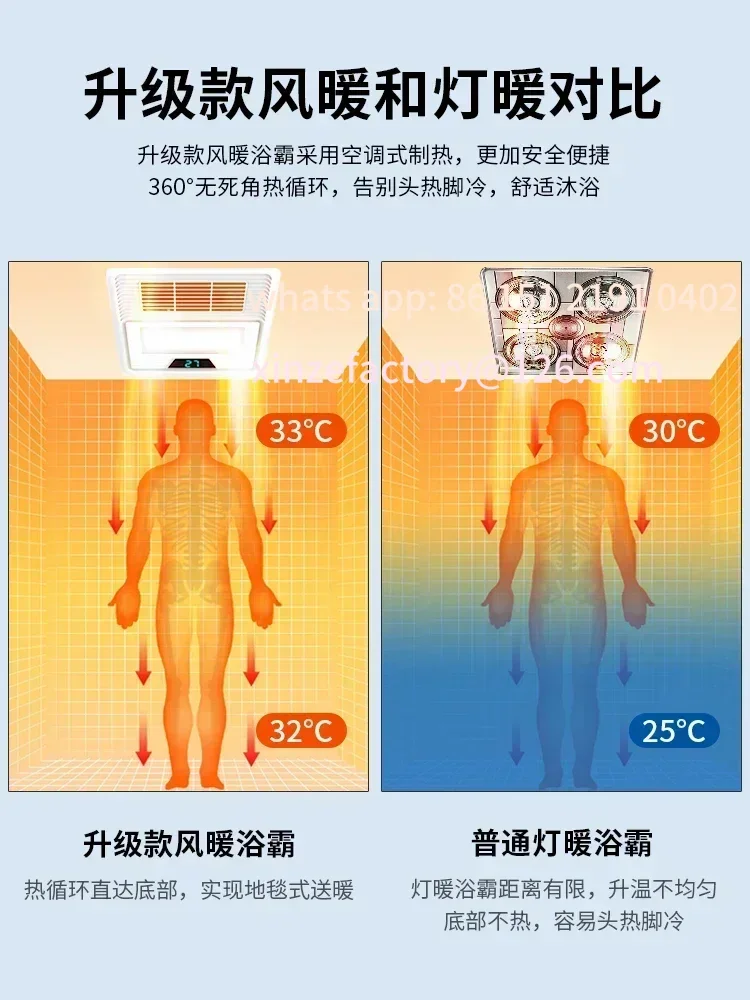 Be suitable for 220V Intelligent Bathroom Heater Exhaust Fan with LED Lighting and Smart Ventilation Function Acustomizable
