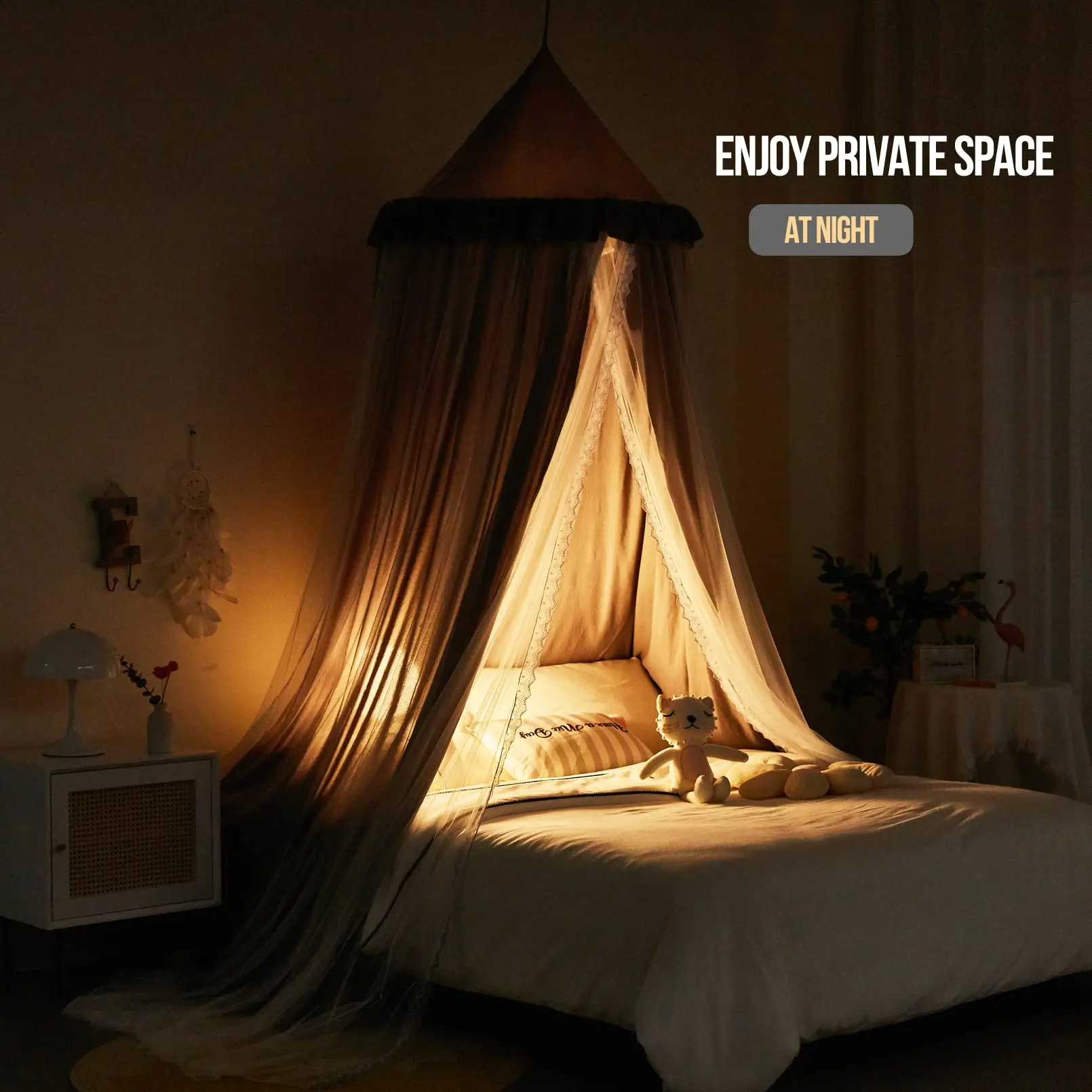 Kelambu Tempat Tidur Lapis Ganda untuk Tempat Tidur, Tenda Bermain Putri untuk Kamar Anak Perempuan, Kelambu Tempat Tidur Bernapas untuk Anak-anak Membaca