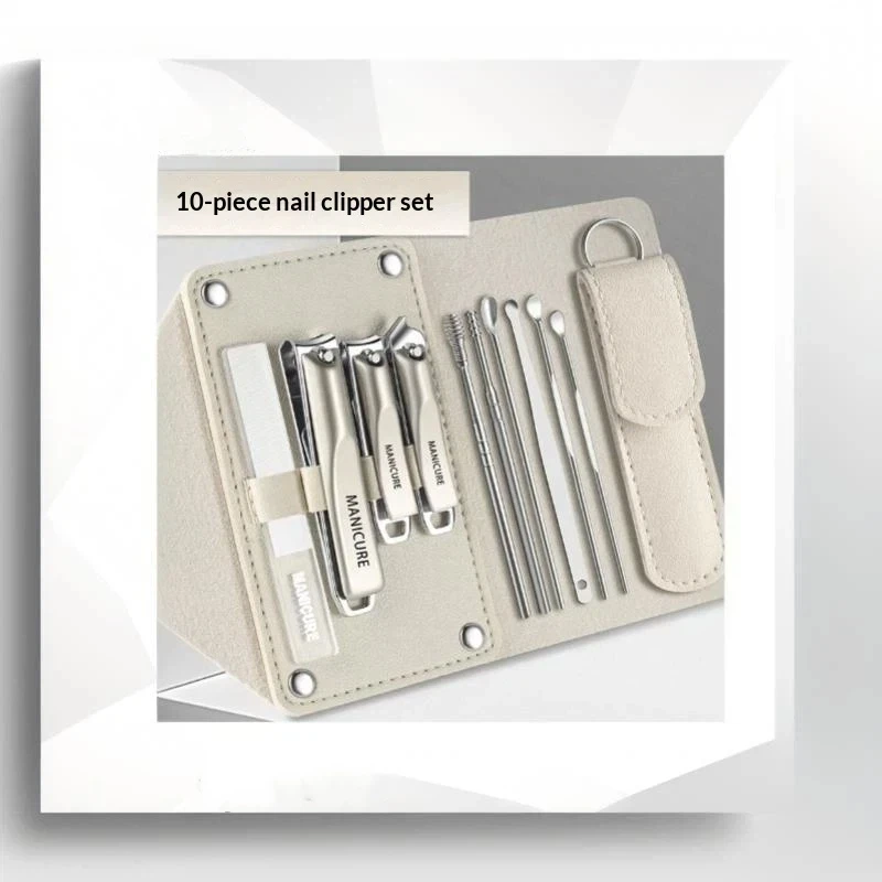 10-Pieces Professional Nail Clippers Nail File Set Stainless Steel Manicure & Pedicure Kit With Ear Digging Spoon Grooming