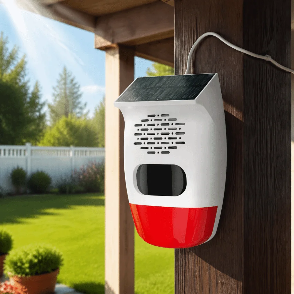 Waterproof Solar Alarm Multifunctional Rechargeable Solar Lamps Animal Deterrent Sound Alarm Security Alarm Siren