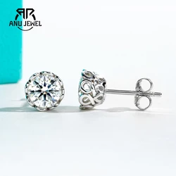 AnuJewel 2cttw-6cttw Moissanites Diamond Earrings 925 Sterling Silver D Color VVS1 Moissanite Classic Stud Earrings For Woman