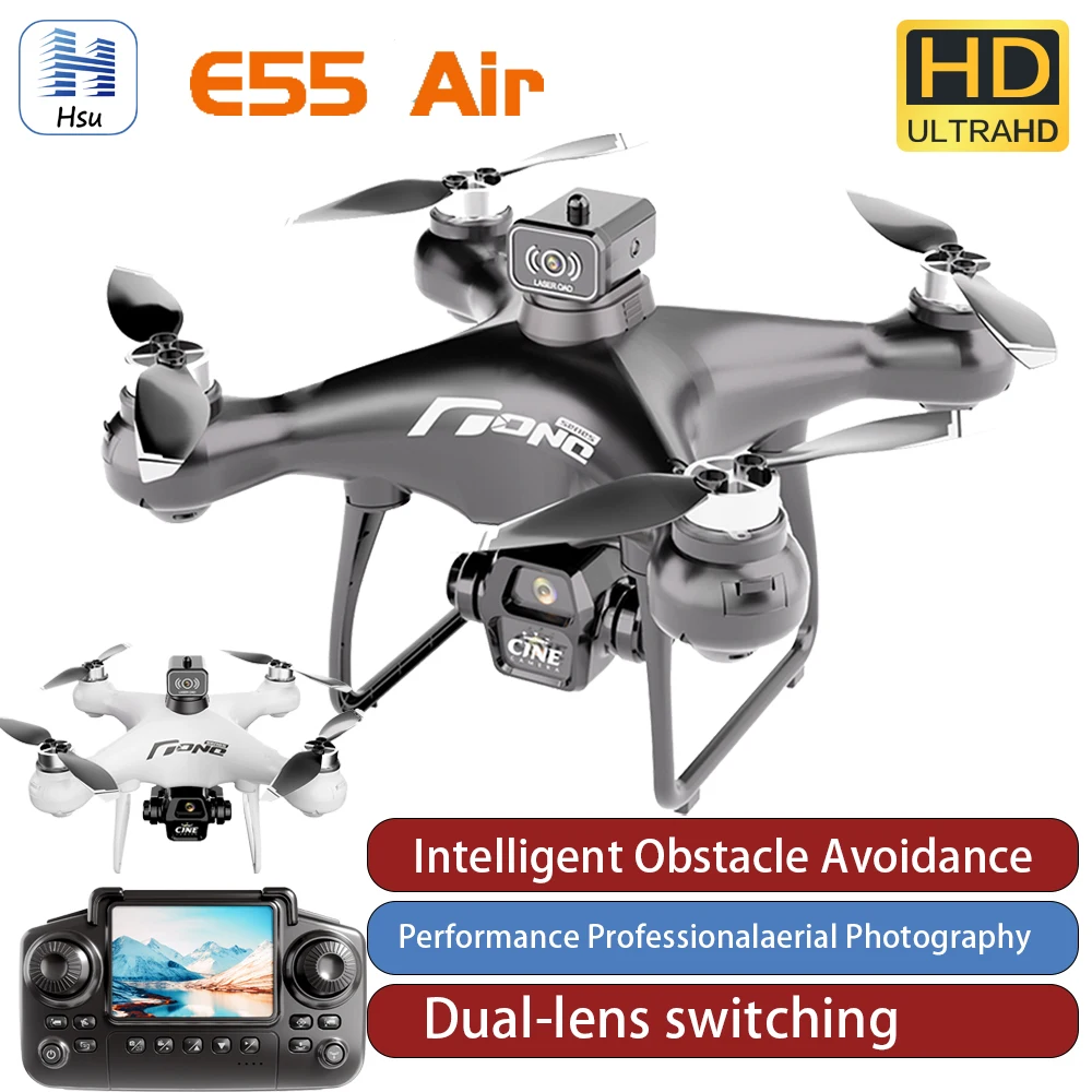 

E55 Воздушный бесщеточный дрон HD Аэрофотосъемка Квадрокоптер Предотвращение препятствий Электрический затемняющий поток Дистанционное управление Дрон Игрушки Подарок