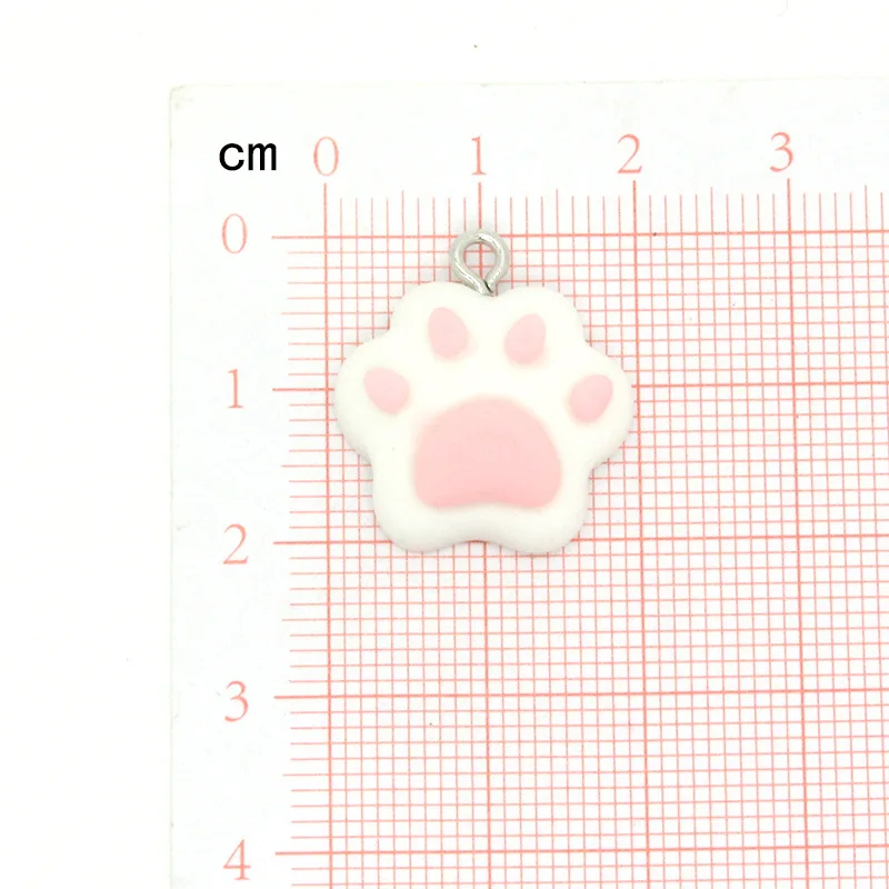 20Pcs Kawaii Pink Cat Claw Resin Charms Cute Animals Paw Print Pendants for Jewelry Making DIY Earrings Bracelet Phone Accessory