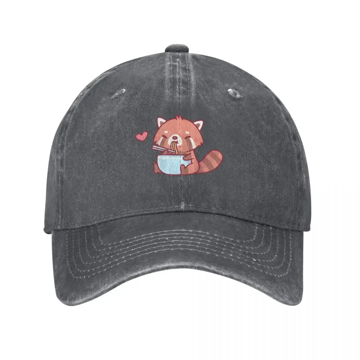 Cute Little Red Panda Eating Ramen Baseball Cap fishing hat Sports Cap Hat Beach black Men Luxury Brand Women's