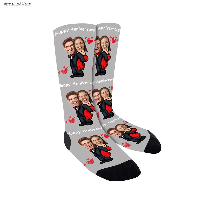 

Personalized Master Customized Photo Face Socks Engraving Socks W/ Picture Funny Crew Sock Gifts for Men Friends Valentine's Day