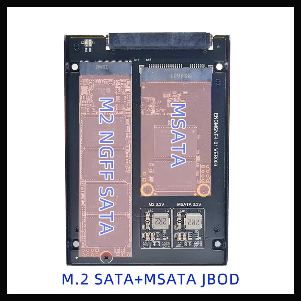 

M.2 Key B+mSATA to SATA3.0 6Gbps Adapter Card SATA 22Pin Converter Dual Disk Switching for M2 NGFF SATA 2230 2242 2260 2280 SSD