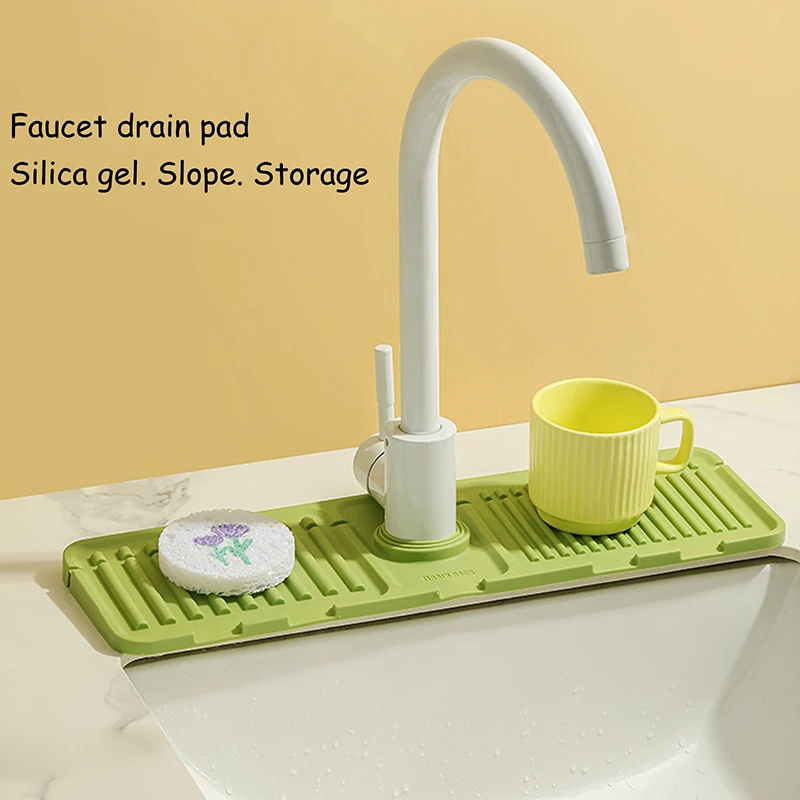 Anti-slip Faucet Drain Pad New Silicone Anti-splash Countertop Protection Mats Heightened Slope Thicken Soap Pad