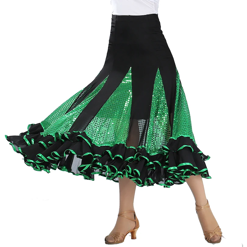 customized women's adult modern dance costume big swing skirt ballroom dance half skirt waltz performance dance long skirt