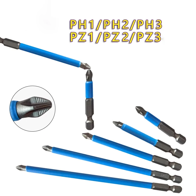 5pcs PH1 PH2 PH3 PZ1 PZ2 PZ3 Magnetic Screwdriver Bit 1/4\