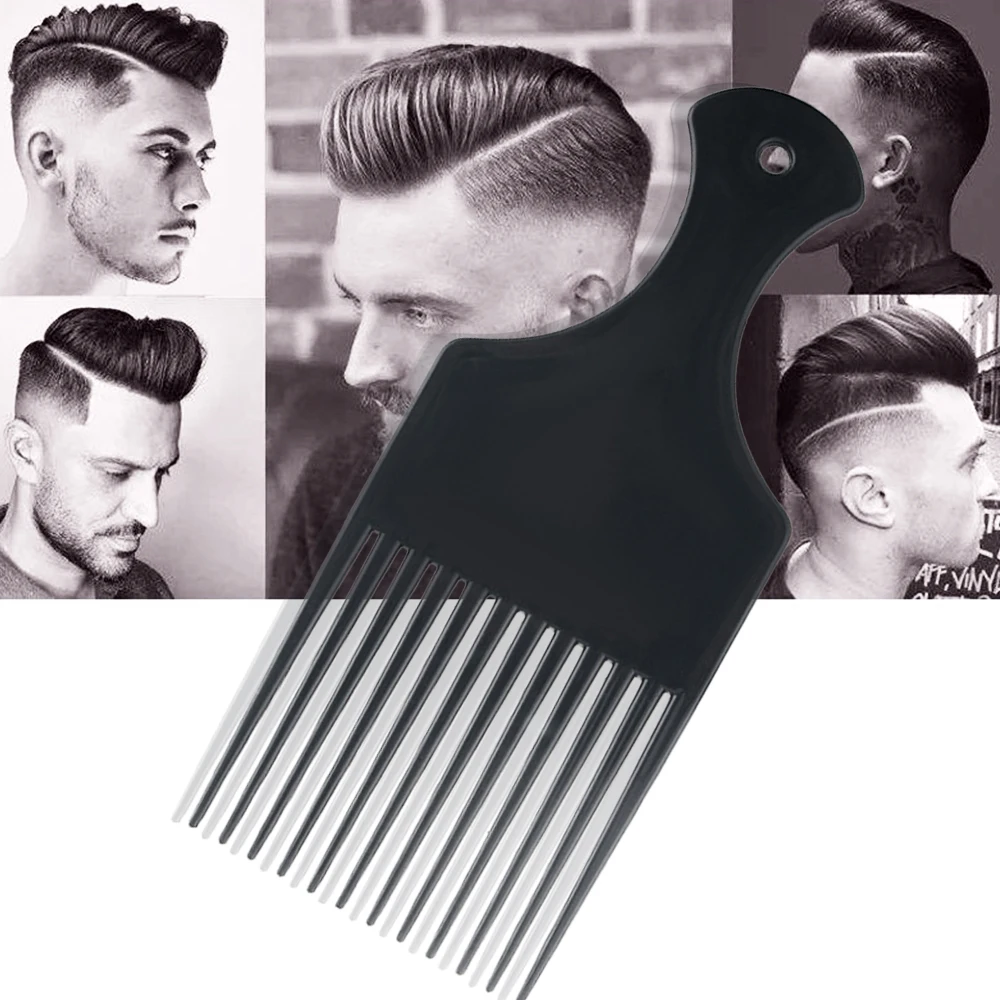 

black Wide Teeth Brush Pick Comb Fork Hairbrush Insert Hair Pick Comb Plastic Gear Comb For Curly Afro Hair Styling Tools