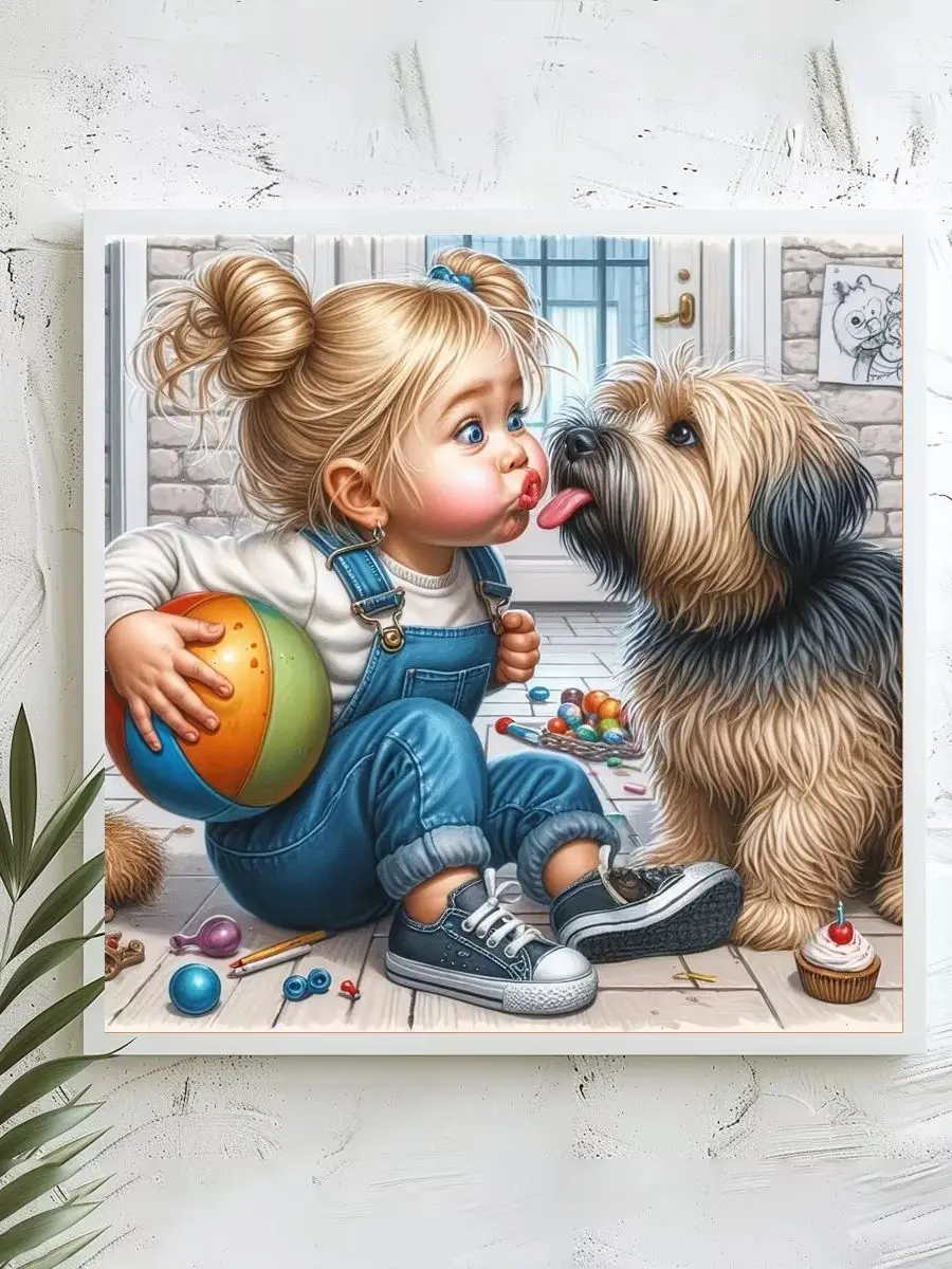 1 Stück 40x40 cm/15,74 Zoll, 11Ct/14Ct Kreuzstich-Set, DIY Valentinstagsgeschenk, Stickerei-Set für Festivals, Mädchen und Welpen – Detail 1