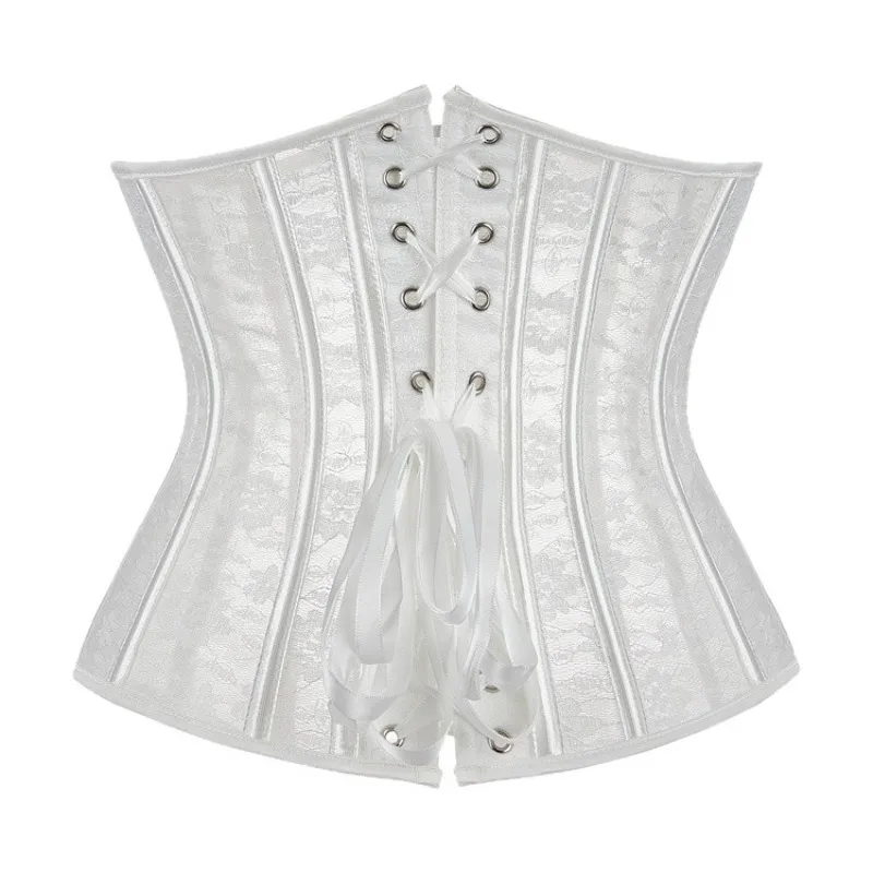 Underbust Corset Tops Women Black White Transparent Mesh Lace Bustier Plastic Bones Basques Body Shaper Waist Cincher Korset ﻿