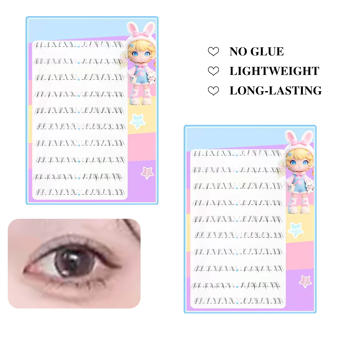 4–7 mm unter Wimpern, natürliche, kurze, handbemalte untere Wimpern für koreanische Puppen, Augen-Make-up-Look, täglicher Wear, weicher Stil