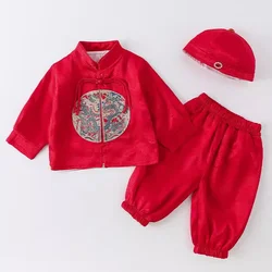 Christmas Long Sleeve Children Tang Suit New Tang Chinese Traditional Costume for Newborn Baby Boys Birthday Gift Clothes