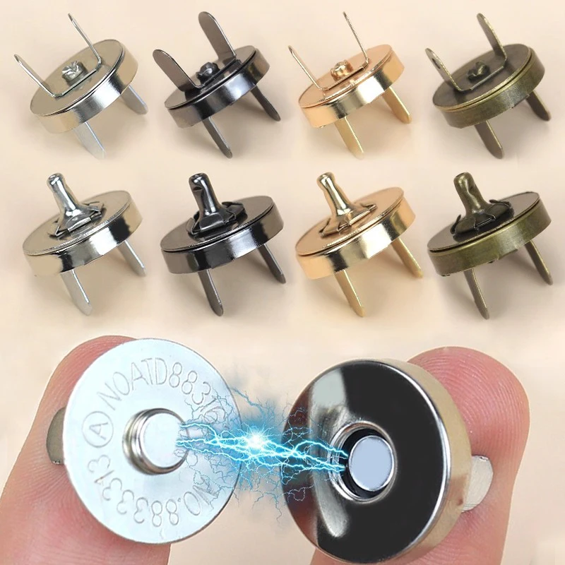 20sets/lot 14mm-18mm Magnetic Buttons Bags Clasp Snaps Magnet Automatic Adsorption Thin Wallet Button DIY Sewing Craft With Box