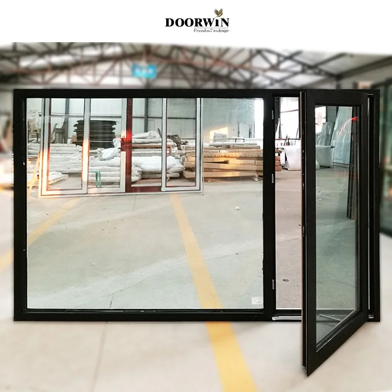 Ventanas modernas para el hogar, ventanas de madera de aluminio, abatible hacia afuera, doble acristalado, buen rendimiento de estanqueidad de aire