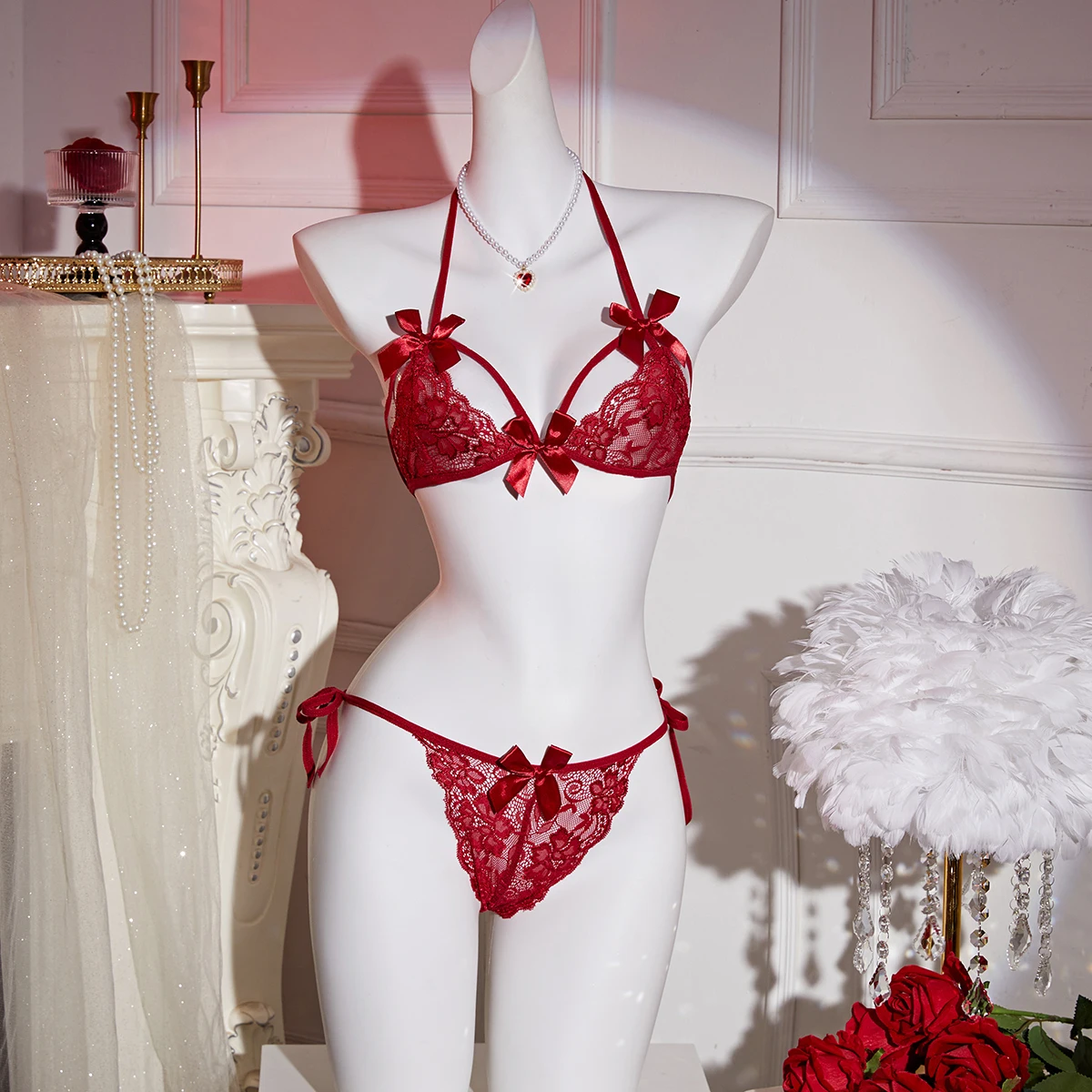 

Сексуальное женское белье, женский бюстгальтер с лямкой на шее и трусики, комплект из 2 предметов, прозрачные комплекты нижнего белья, комплект эротического женского нижнего белья, порно с завязкой на спине, полые