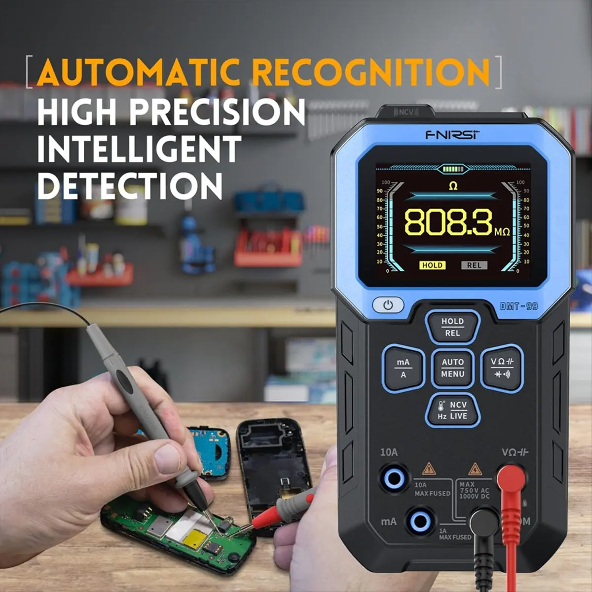 HGHO Digital Multimeter 999 Counts TRMS, NCV Voltage Current Resistance Diode Capacitance Frequency Temperature
