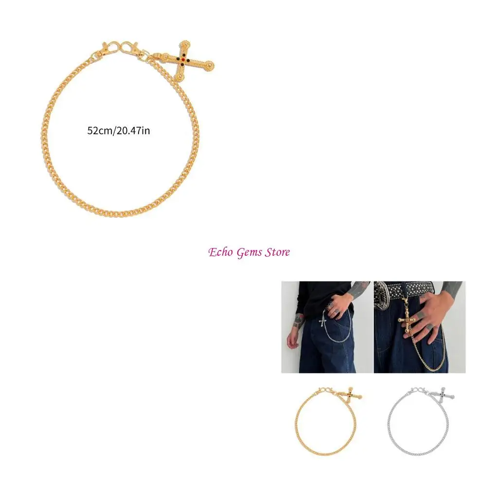 

Острый панк -уличная одежда хип -хоп джинсы Цепочка Unisex Rigifix Очарование талия аксессуары ручной работы ручной работы для