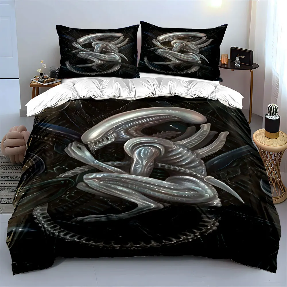Sci-fi Alien Creature Design Duvet Print Bedding Set 1 Duvet Cover 2 Pillowcases for Adult and Children Luxury Gift Full Size