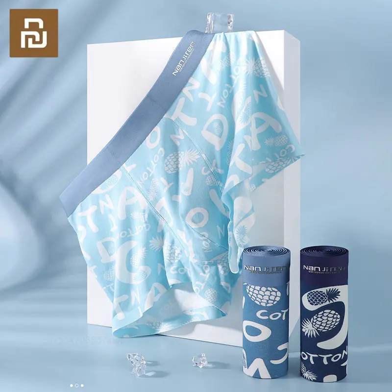 3Pcs Youpin ชายนักมวยกางเกงขาสั้นกางเกงขาสั้นการพิมพ์ผู้ชายชุดชั้นในนุ่ม Boxershorts ผ้าฝ้ายต้านเชื้อแบคทีเรียกางเกงชายกางเกงชาย