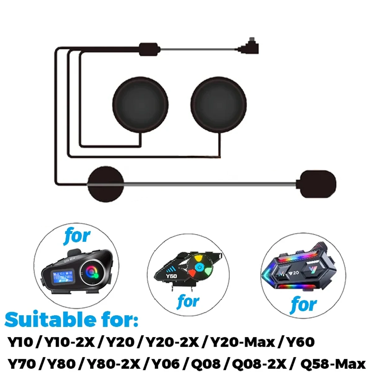 Hard/Soft Mic Headphone Fit For Y10/Y10-2X/Y20/Y20-2X/Y20-Max/Y60/Y70/Y80/Y80-2X/Y06/Q08/Q08-2X/ Q58-Max Motorcycle Headset