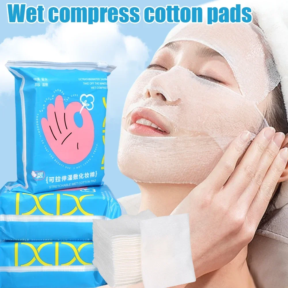 400PCS Disposable Makeup Cotton Wet Compress Makeup Removal and Cleansing Breathable Facial Cleansing Paper Wipe Cosmetics Pad