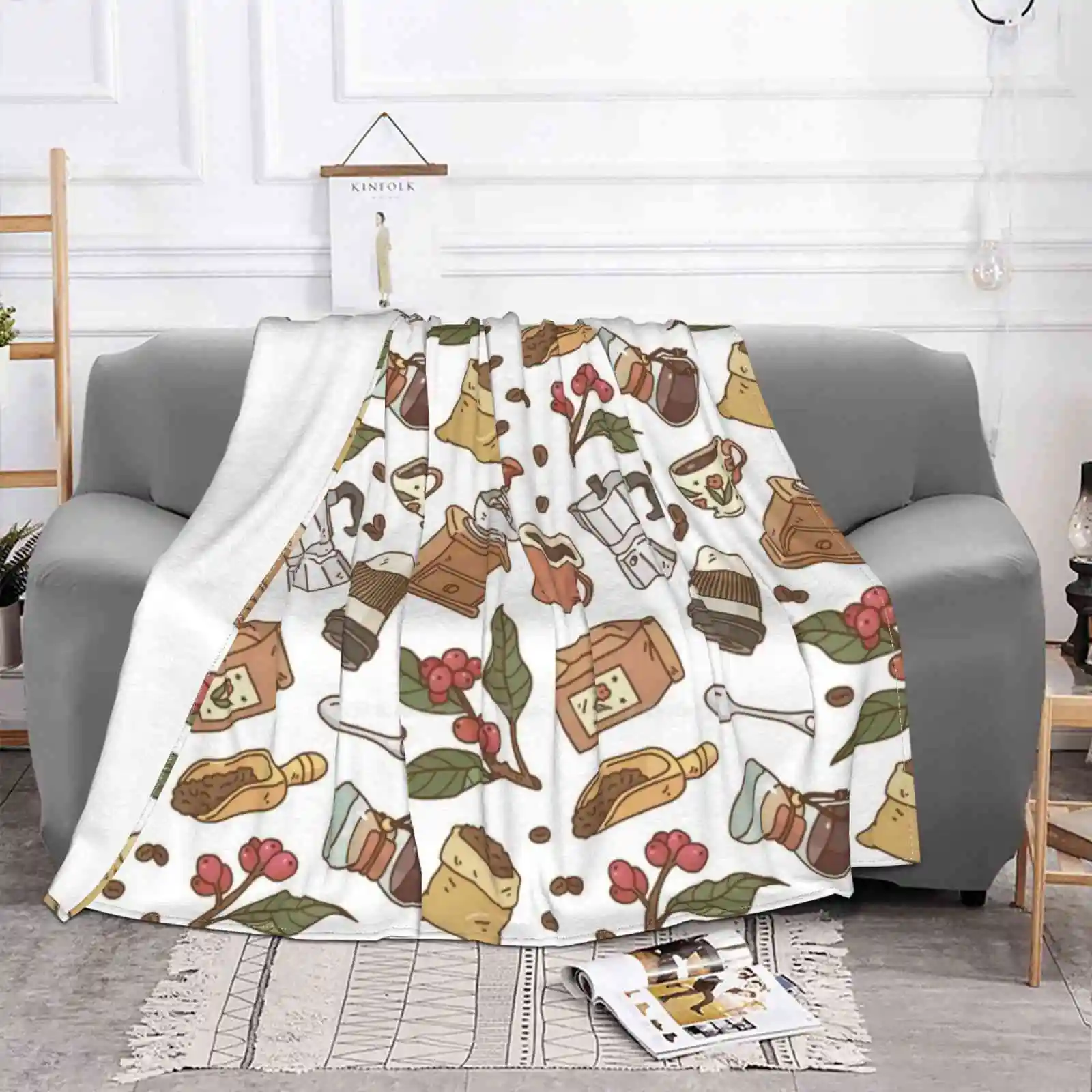 Coffee Break Pattern Fashion Soft Warm Throw Blanket Coffee Break Coffee Time Coffee Pattern Coffee Maker Coffee Addict Coffee