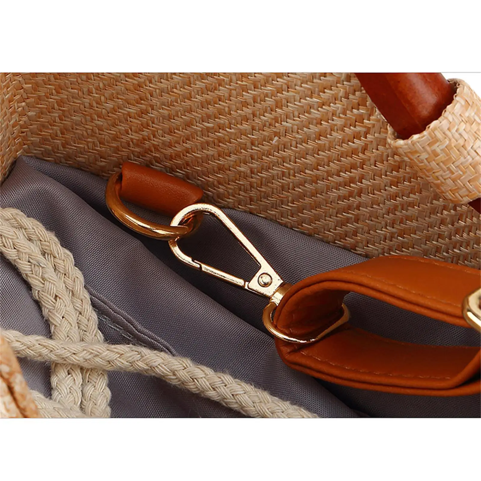 Woven Tote Bag Crossbody Bag Retro Style with Inner Pockets Summer Beach Handbag Single-shoulder Bag for Outdoor Cosmetics