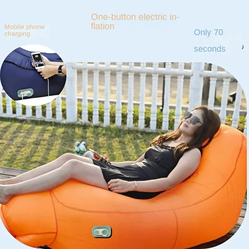 New Explosion-Proof Inflatable Lounge Chair, Light Luxury Portable Lazy Inflatable Bed That Can Sit or Lie Down, Beach, Hiking